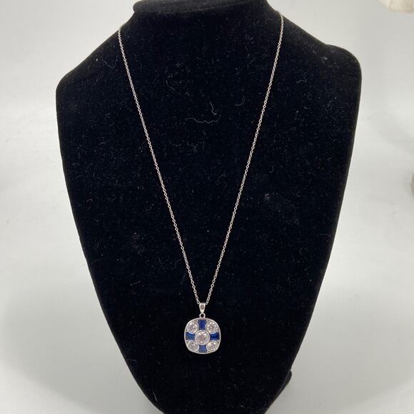 Sterling silver blue and silver necklace - Picture 1 of 5